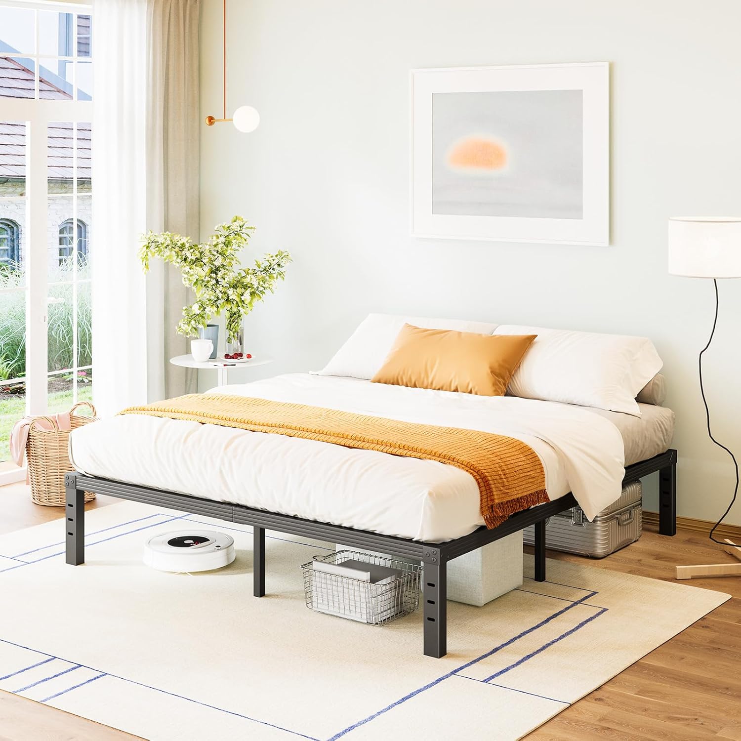 Heavy Duty King Bed Frame with Easy Assembly and Storage Space