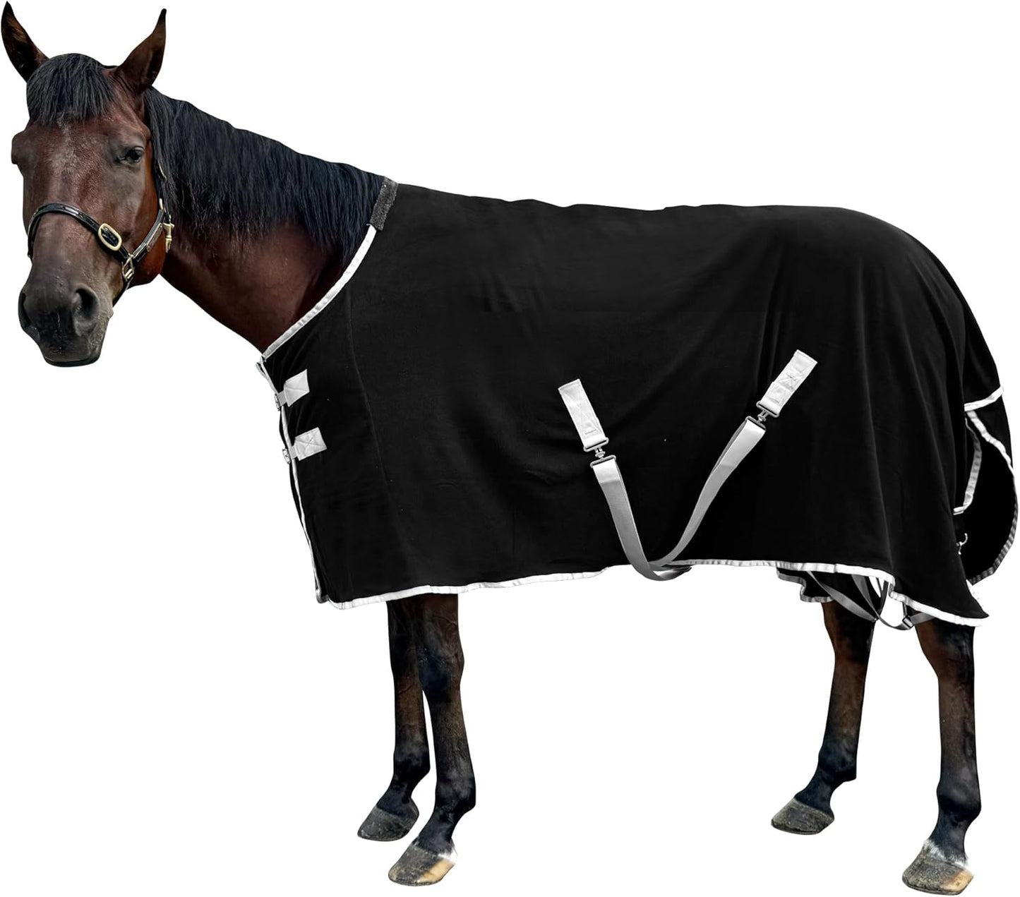 Premium Fleece Horse Blanket - Warm & Cozy 78 in, Black by AQINGR