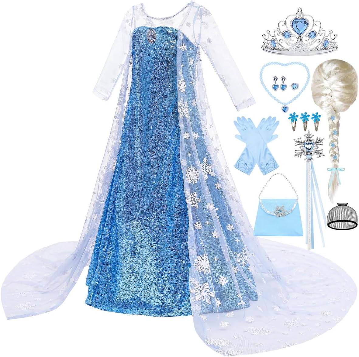 Princess Elsa Dress for Girls with Accessories for Parties