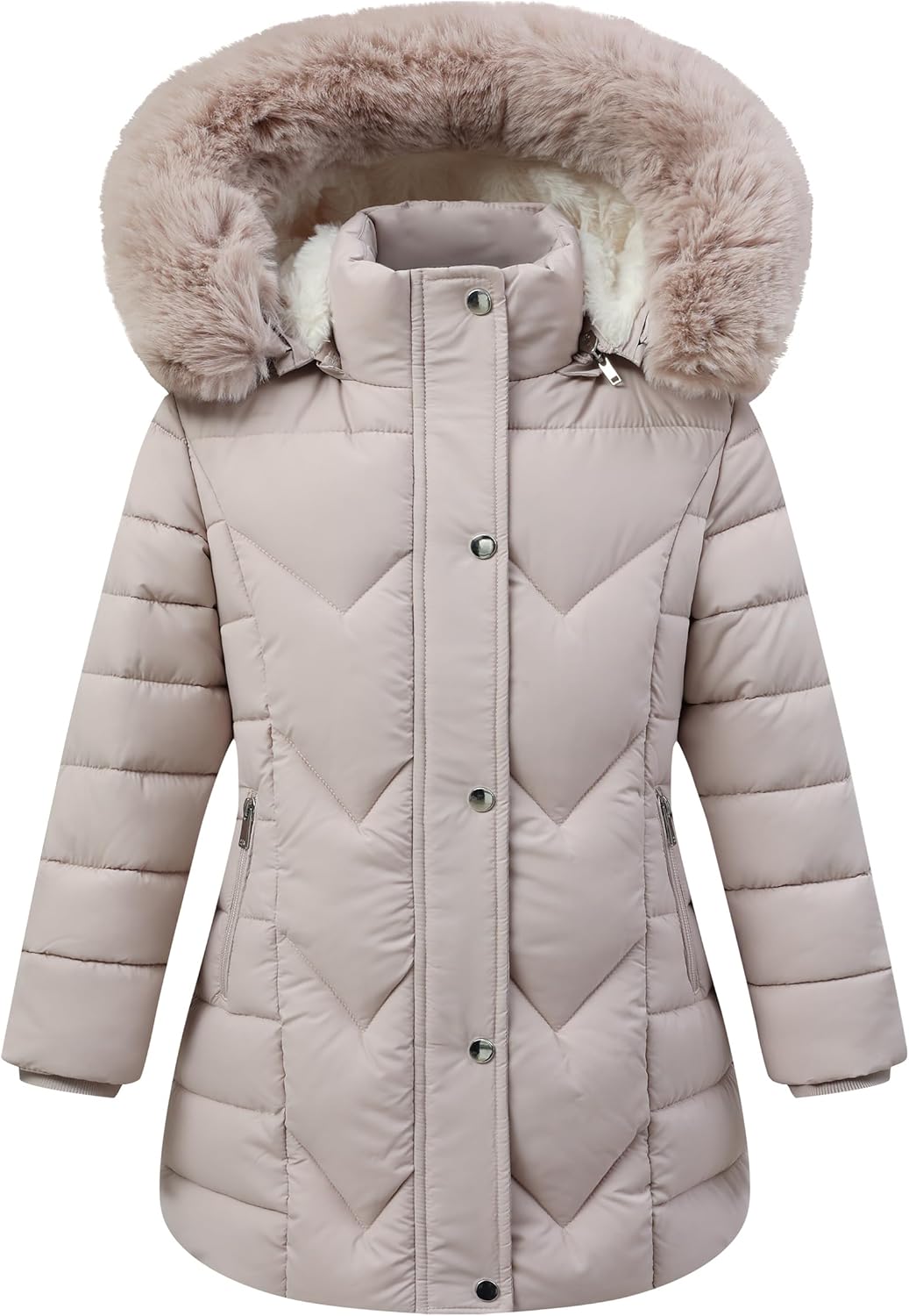 Girls' Warm Outwear Long Coat with Hood for Winter Adventures