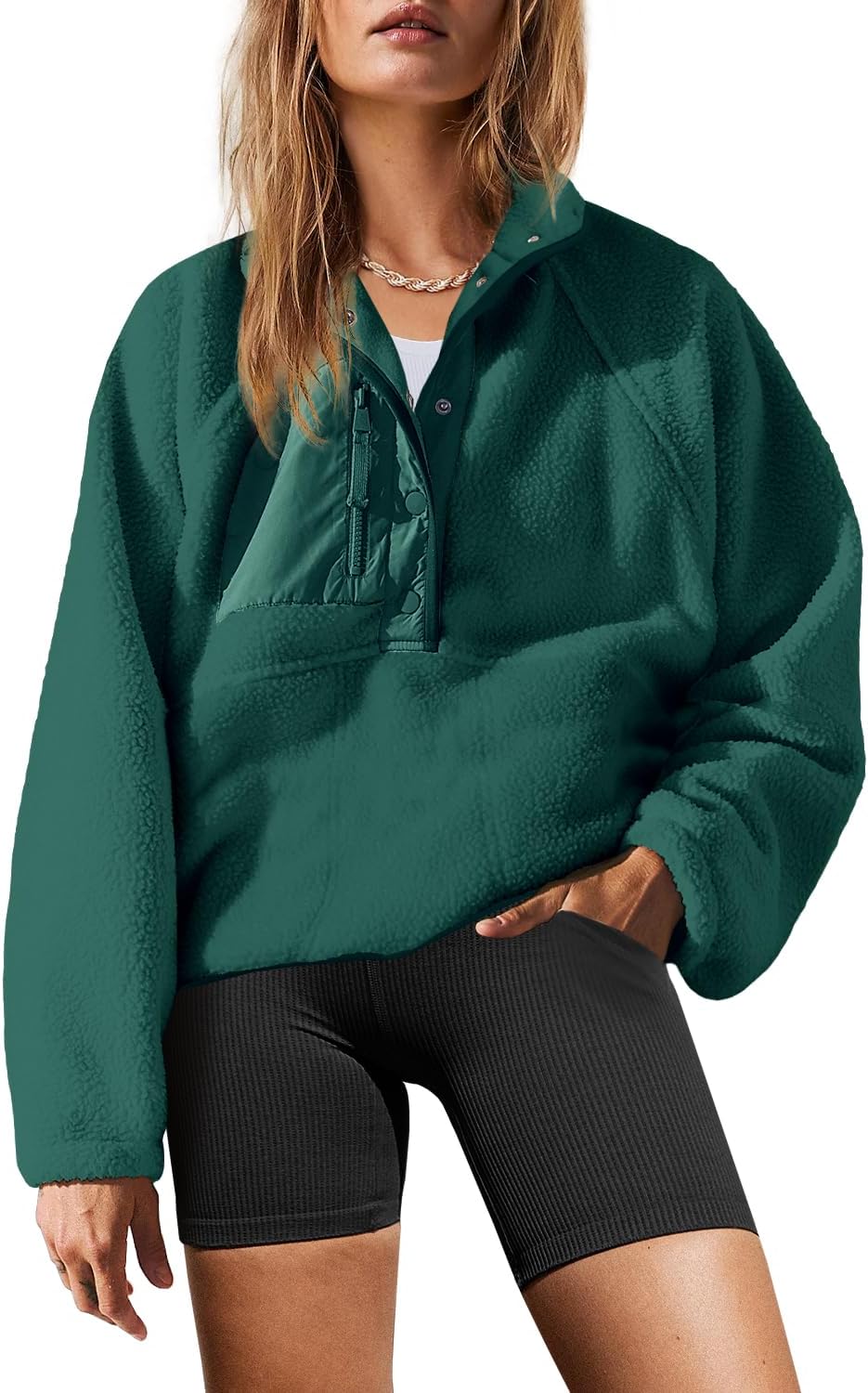 Yanekop Womens Fuzzy Fleece Pullover Sherpa Jacket for Winter