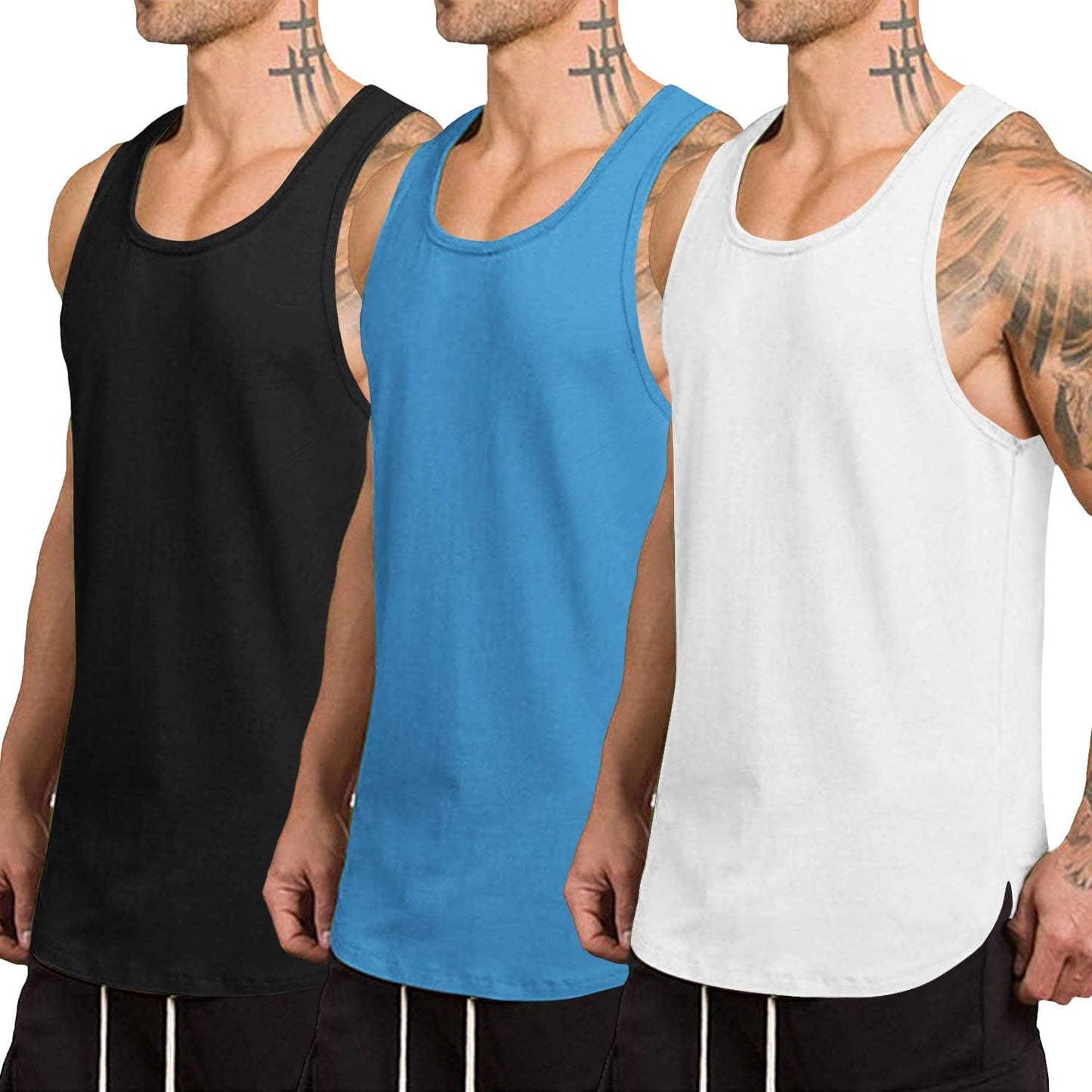 COOFANDY Men's Quick Dry Workout Tank Top - 3 Pack Muscle Tee