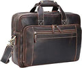 Compalo Men's Solid Full Grain Leather 17.3in Laptop Briefcase