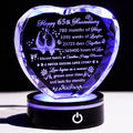 65th Wedding Anniversary Crystal Heart Keepsake - LED Lighted