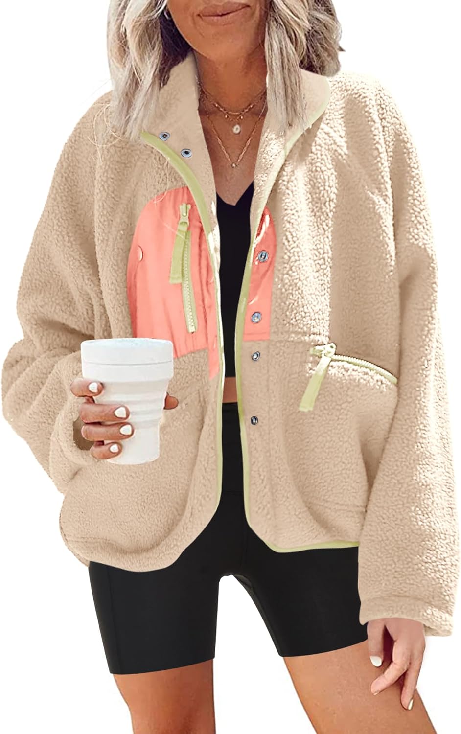 Nirovien Womens Fuzzy Fleece Jacket for Cozy Winter Style