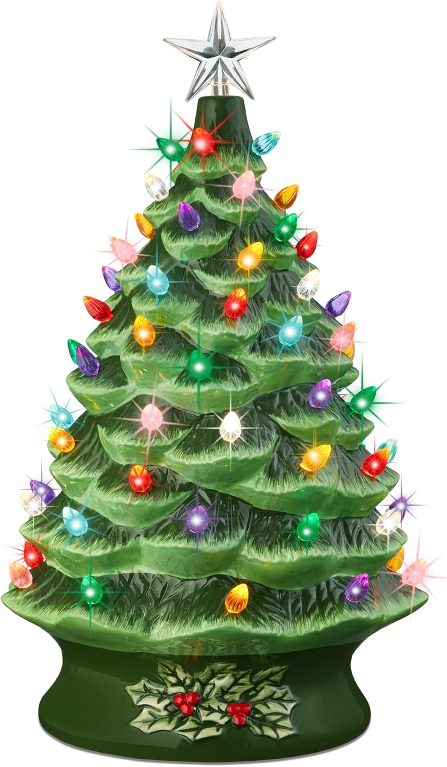 Extra Large Ceramic Christmas Tree with Multicolor LED Lights