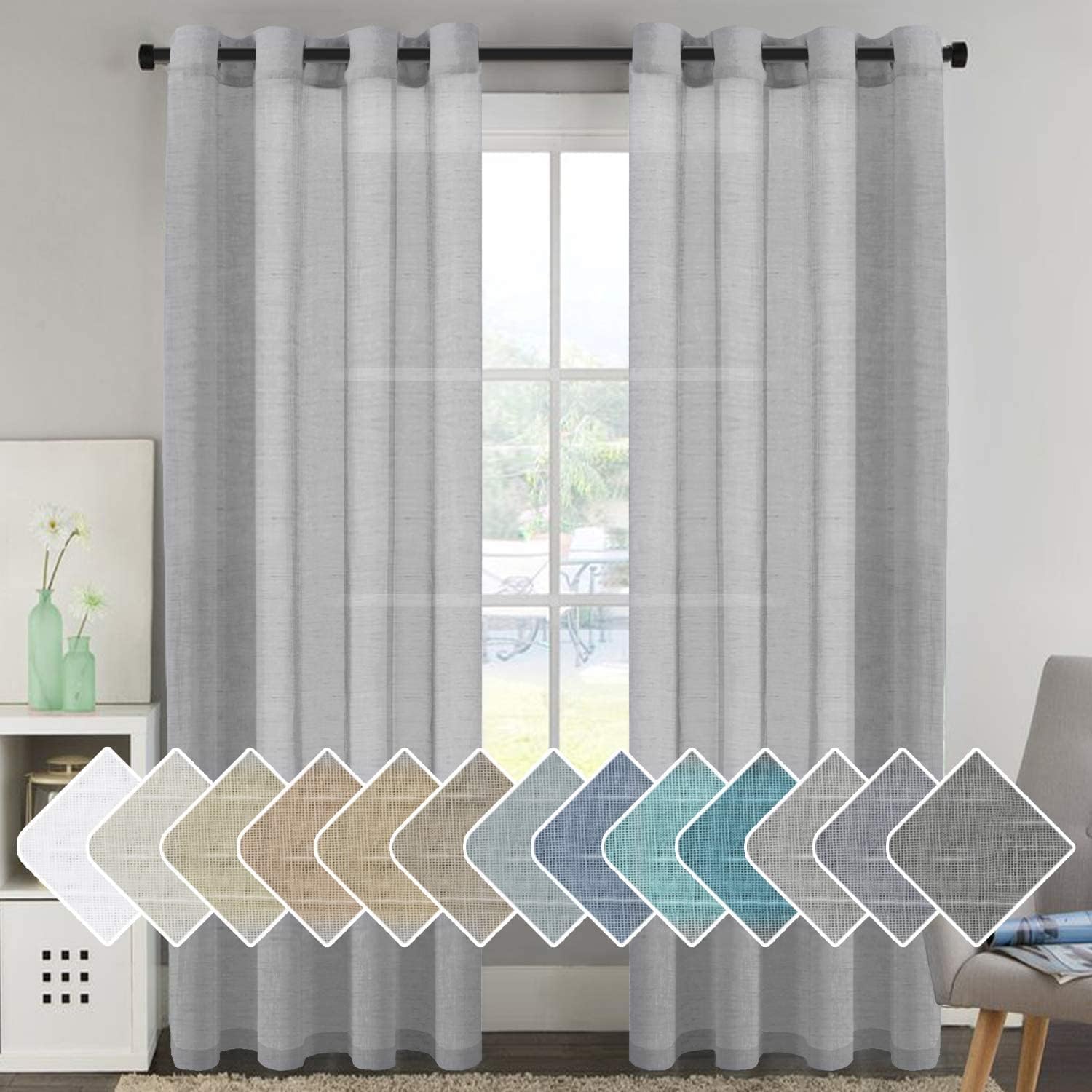 Natural Linen Semi-Sheer Curtains for Elegant Home Decor