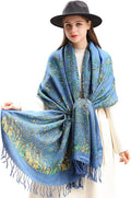 100% Merino Wool Pashmina Shawl for Women 96x43 in - Oversized