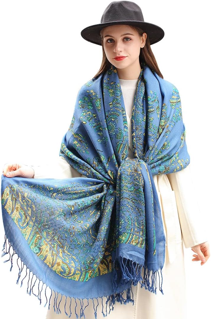 Luxurious 100% Merino Wool Pashmina Shawl for Women Travel