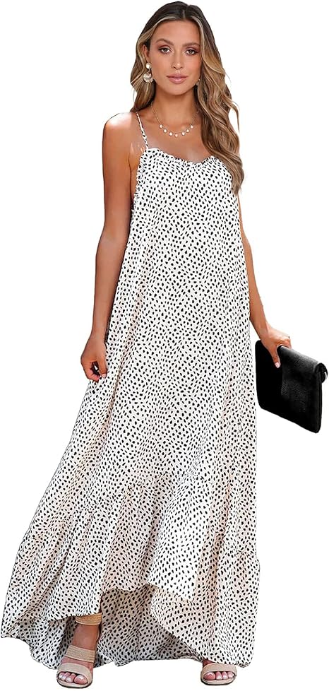 BTFBM Women Casual Summer Dresses Spaghetti Strap Maxi Dress