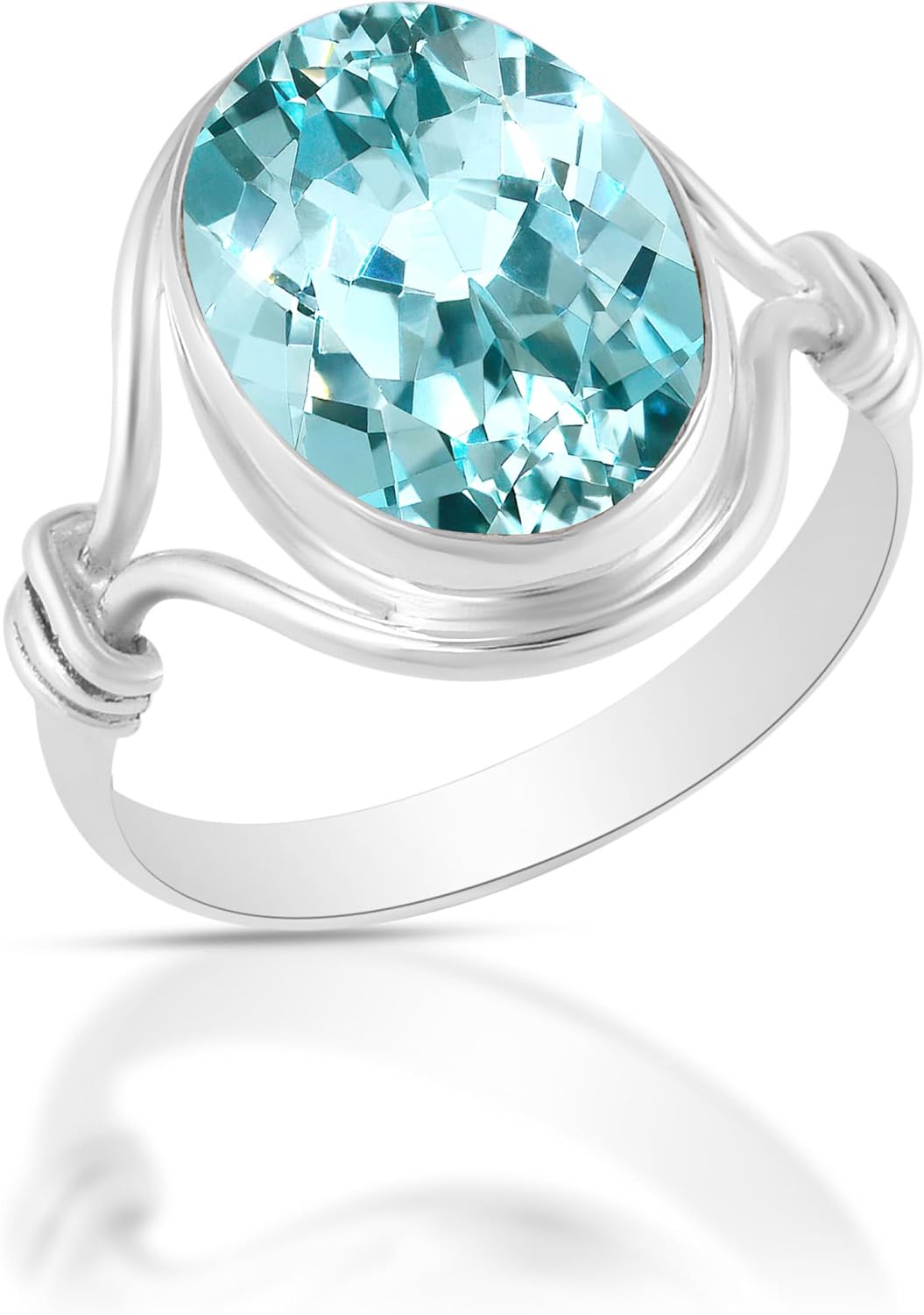 Solid 925 Sterling Silver Ring with Natural Gemstone for Women