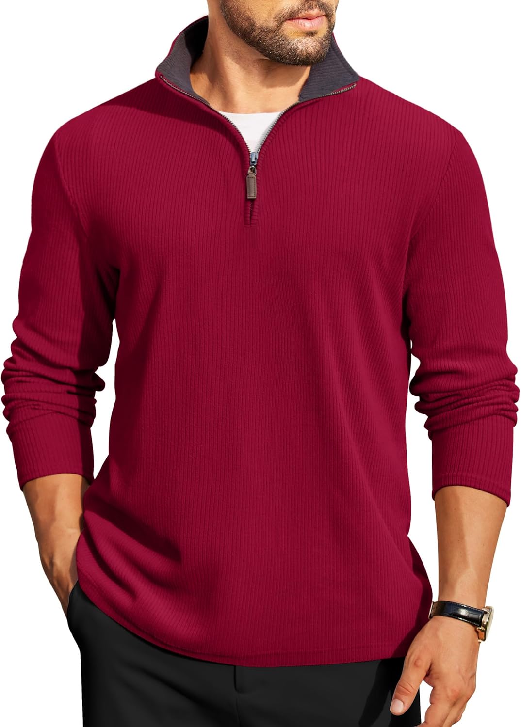 COOFANDY Mens Quarter Zip Pullover Lightweight Sweater Review
