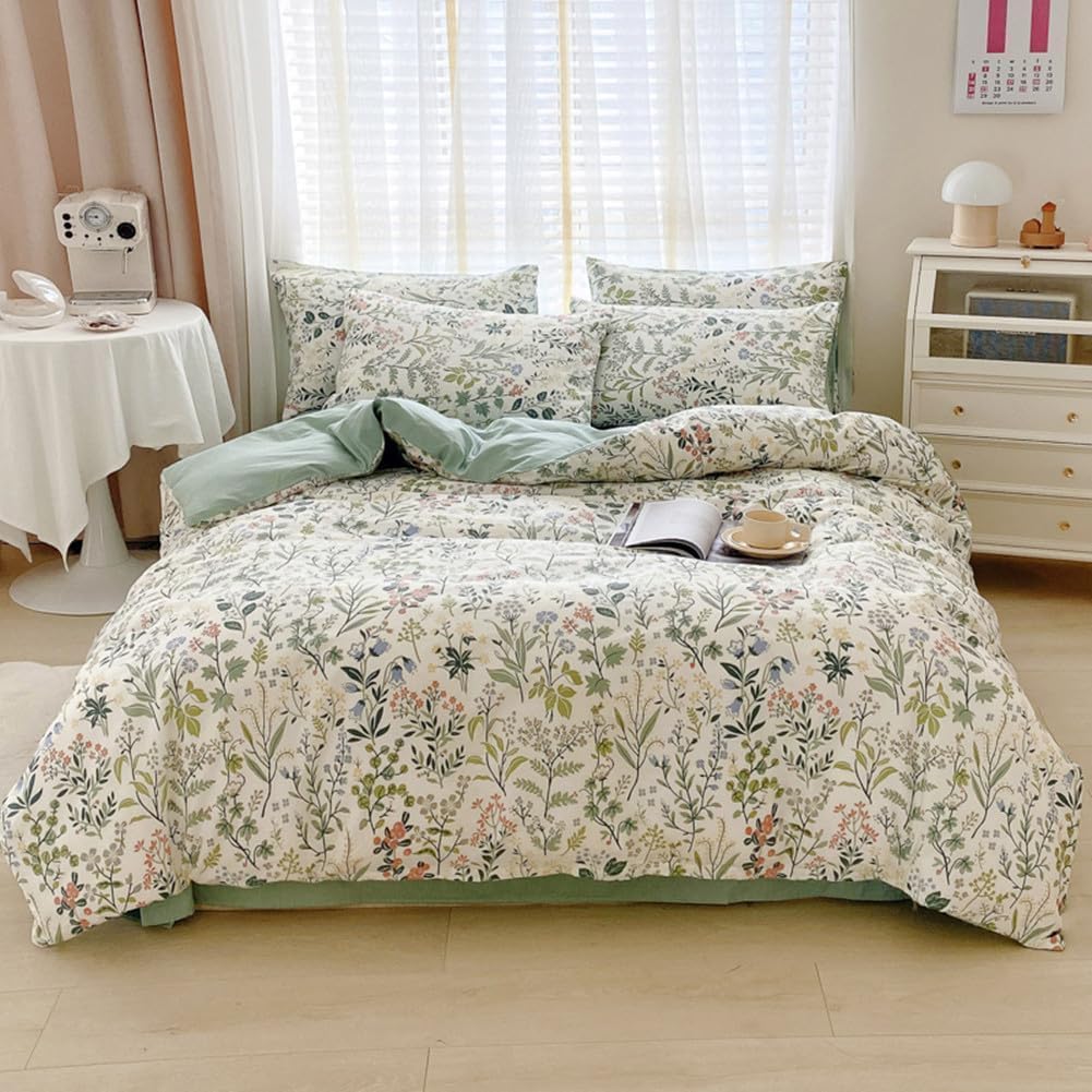 Chic Botanical Floral Duvet Cover Set for Queen Size Bedding