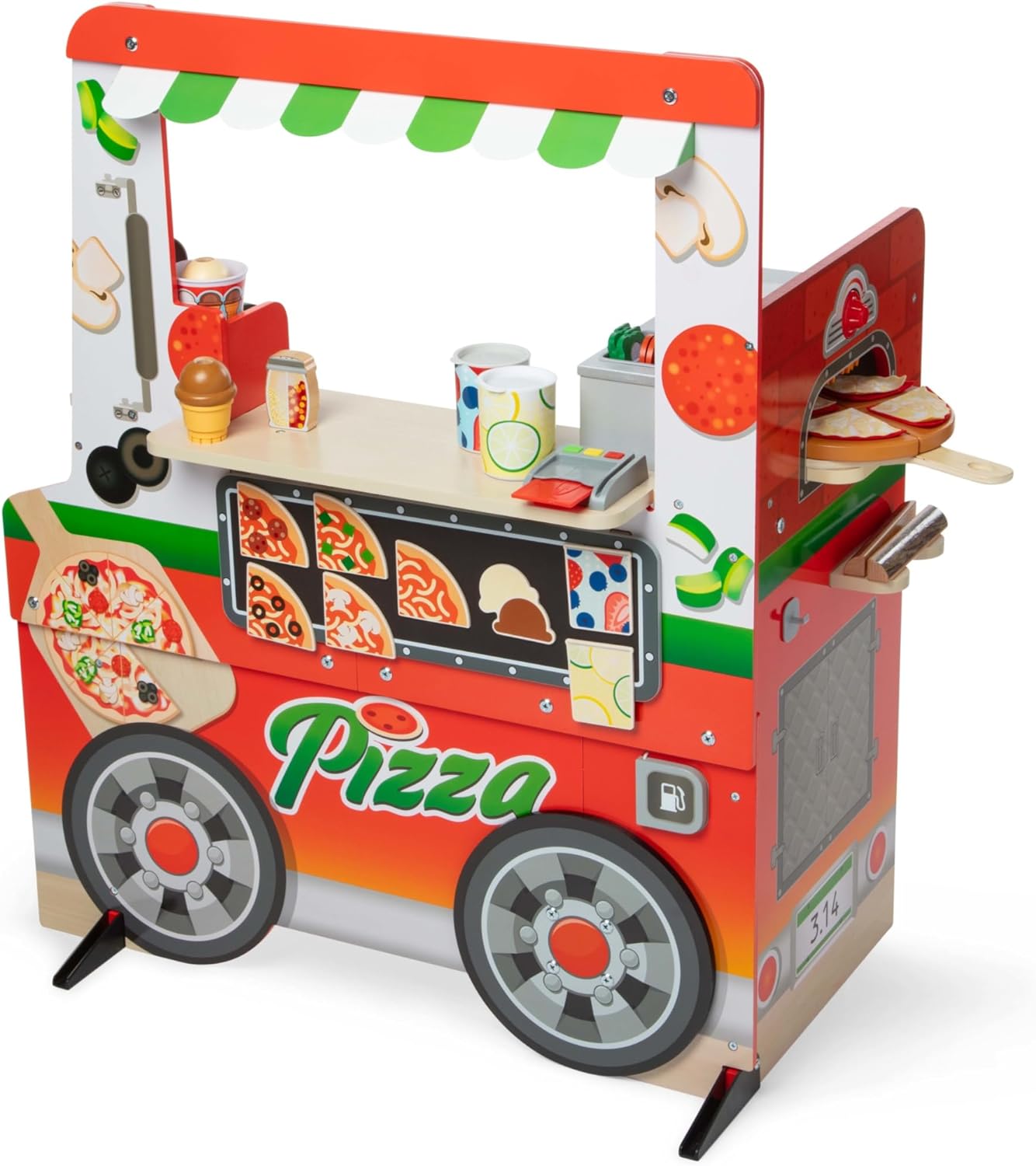 Interactive Wooden Pizza Food Truck Playset, Ages 3+