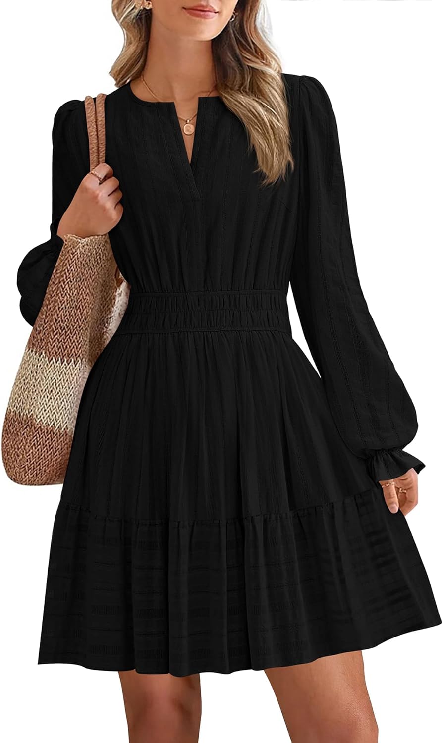 Stylish BTFBM Mini Dresses for Women 2025 Casual Long Sleeve