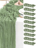 35x120 in Sage Green Cheesecloth Table Runner 10 Pack - Rustic Wedding