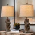 Resin Table Lamps Set of 2 - Vintage Farmhouse Nightstand Lamps