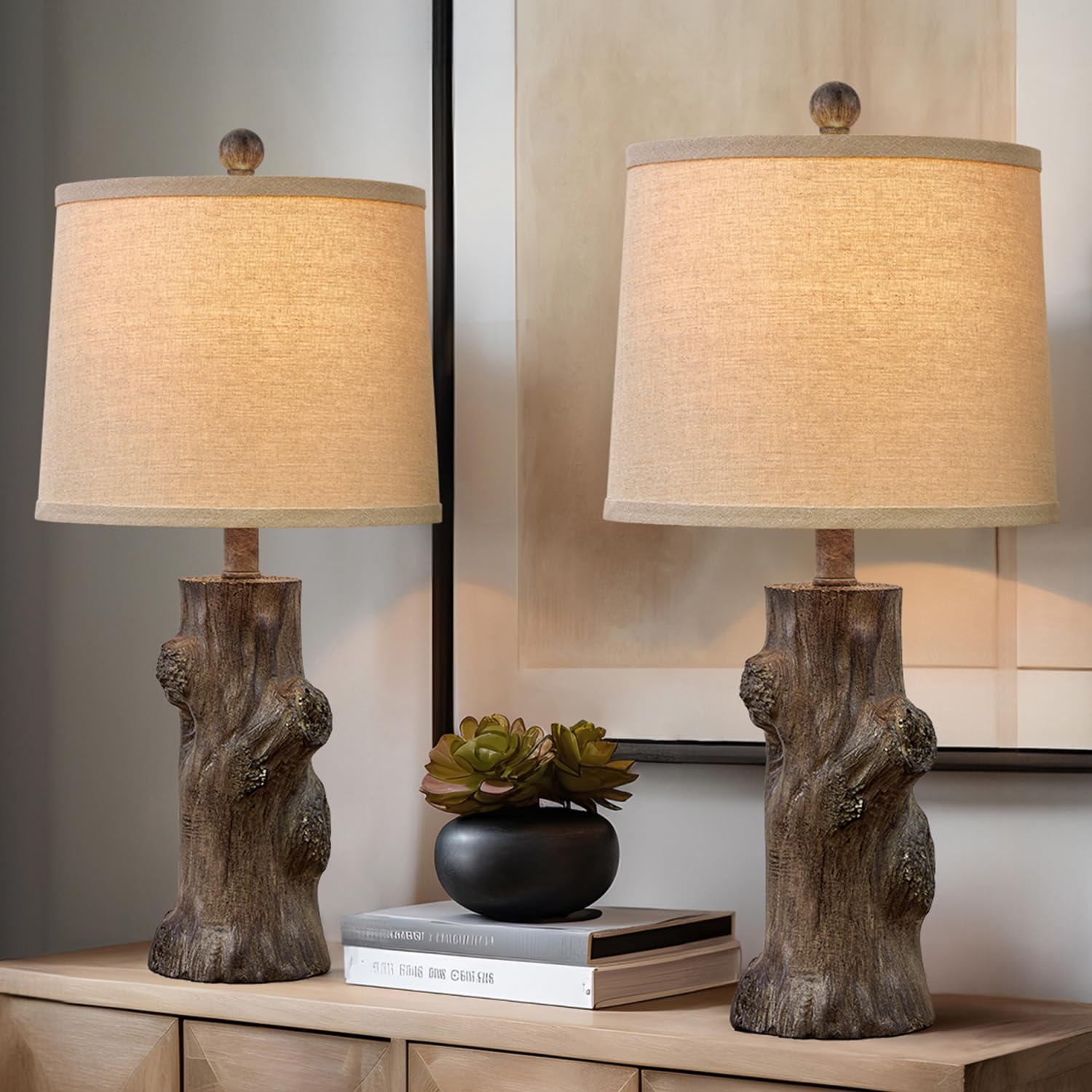 Vintage Farmhouse Table Lamps Set of 2 for Living Room Decor