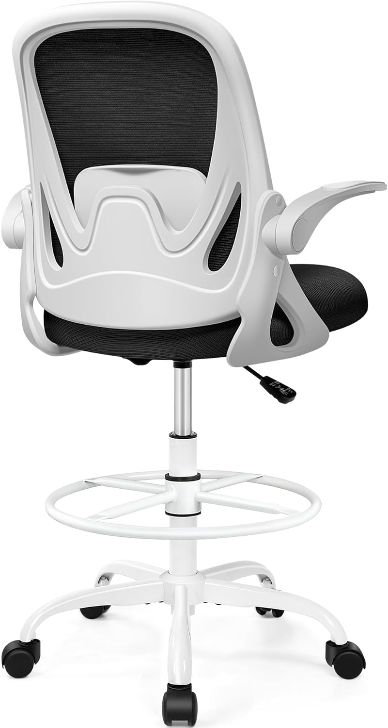 Drafting Chair with Flip-up Armrests and Enhanced Lumbar Support