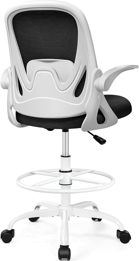 Drafting Chair with Flip-up Armrests and Enhanced Lumbar Support