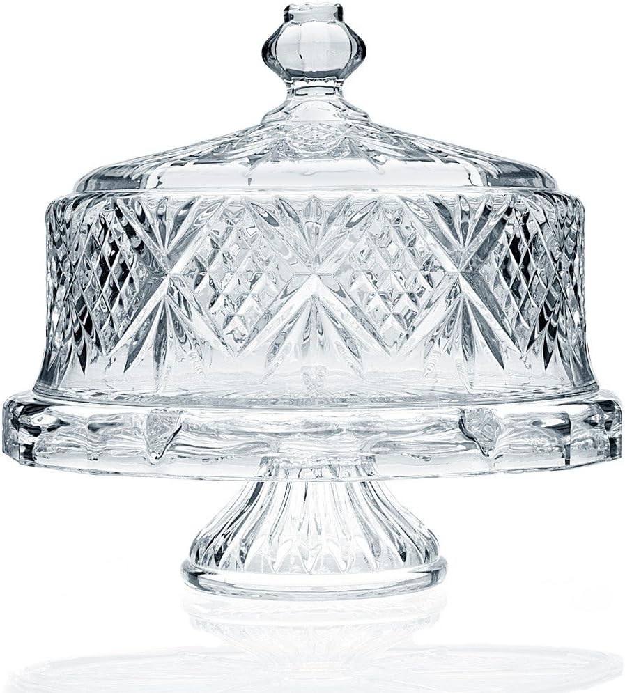 Godinger Dublin Crystal Cake Plate with Dome Cover for Elegance
