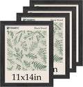 11x14 Picture Frame Set 4 Pack - Classic Black Wood Grain Frames