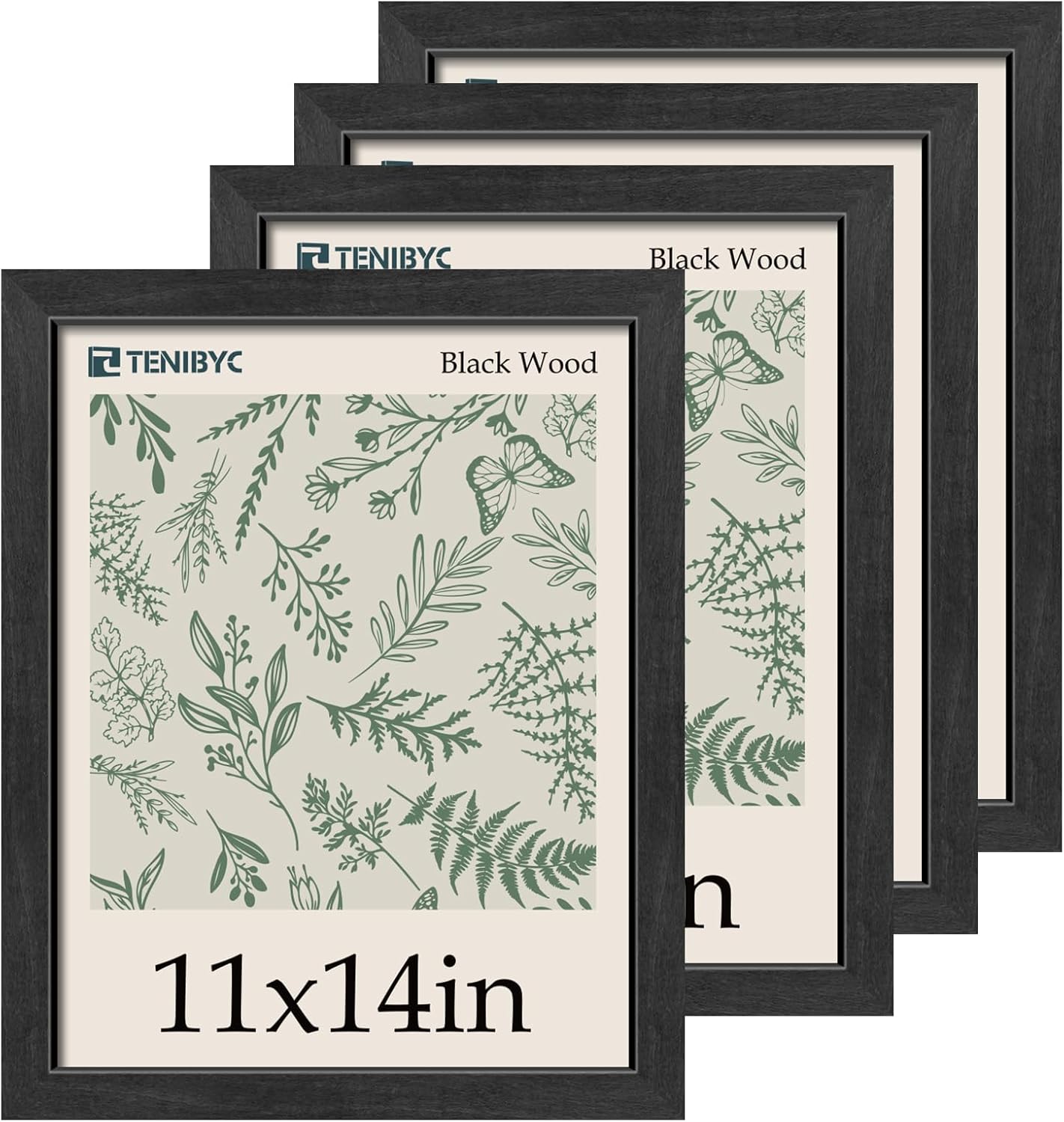 11x14 Picture Frame Set - Classic Black Photo Frame 4 Pack