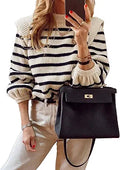 PRETTYGARDEN Women's Lantern Sleeve Ribbed Knit Pullover - Cozy Fit