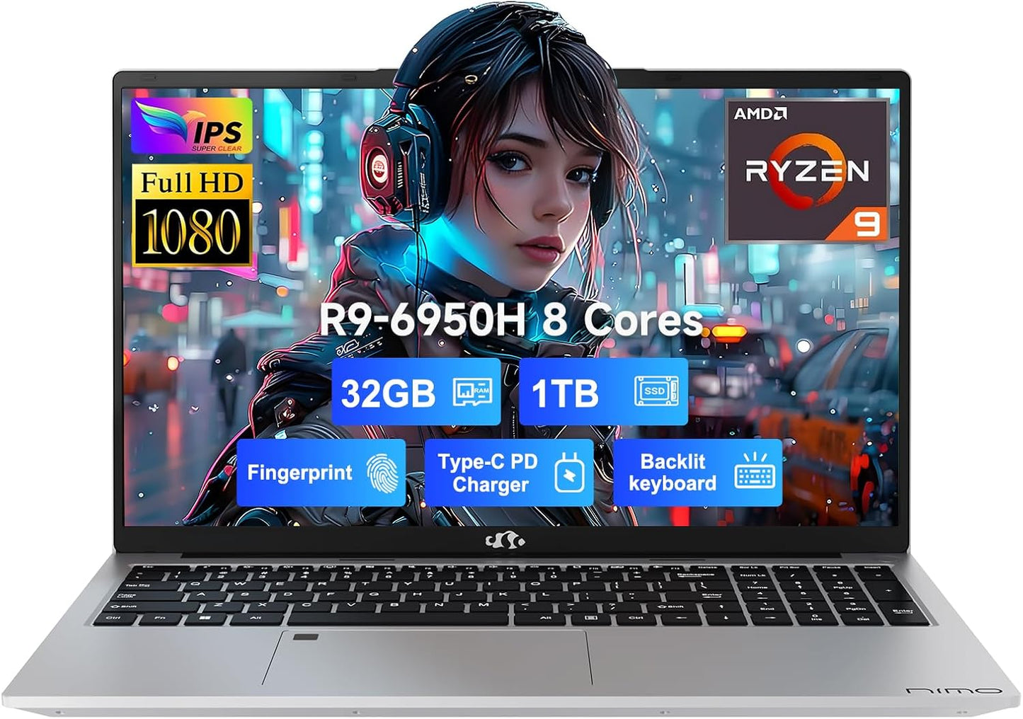 NIMO 17.3 FHD Gaming Laptop: Ryzen 9 Pro, 32GB RAM, 1TB SSD
