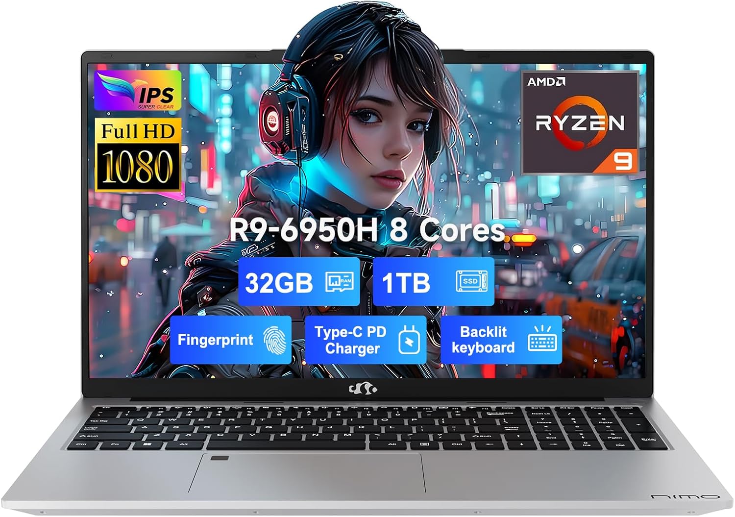 NIMO 17.3 FHD Gaming Laptop: Ryzen 9 Pro, 32GB RAM, 1TB SSD