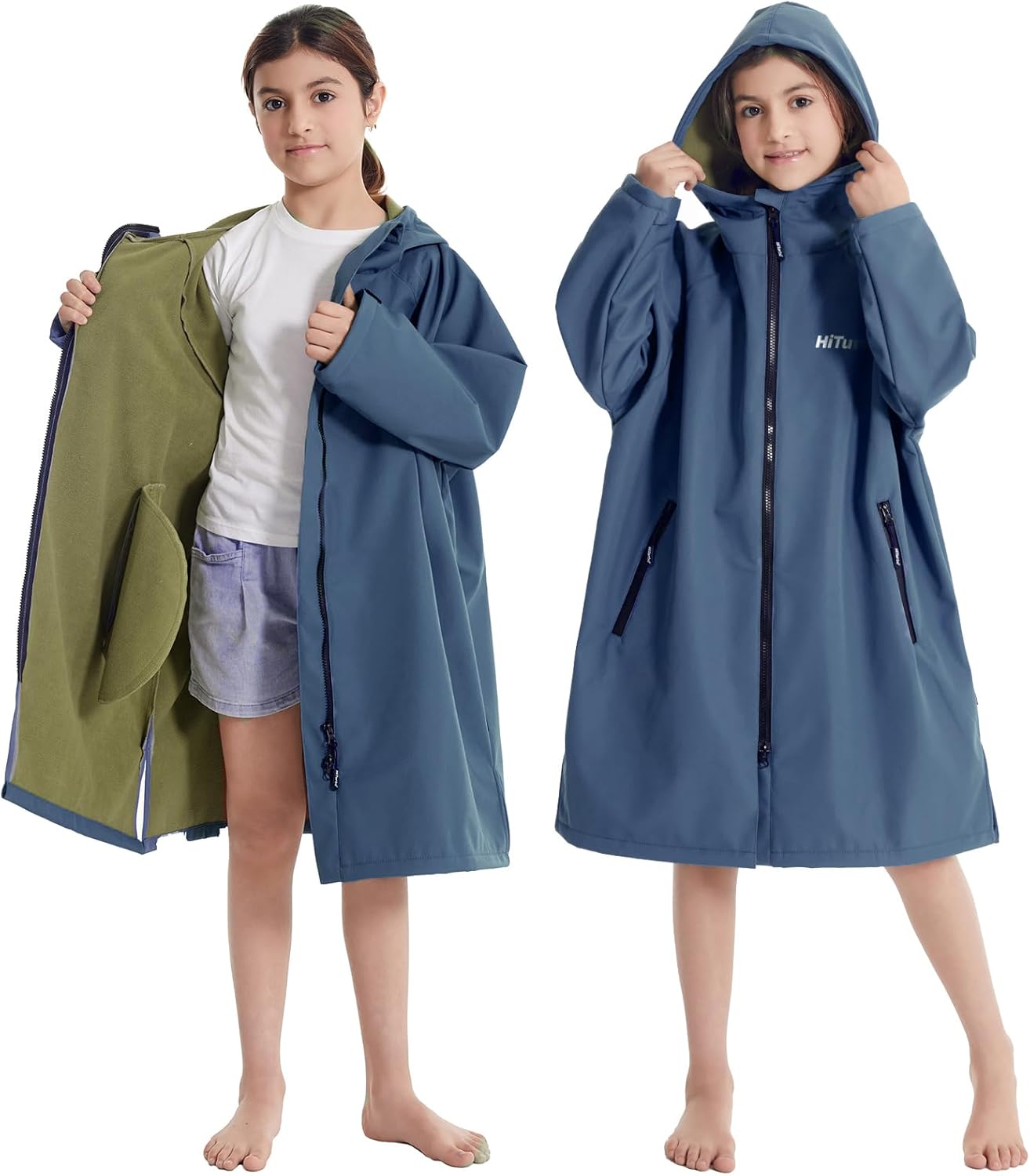 Hiturbo Kids Waterproof Swim Parka: Windproof Swimming Coat
