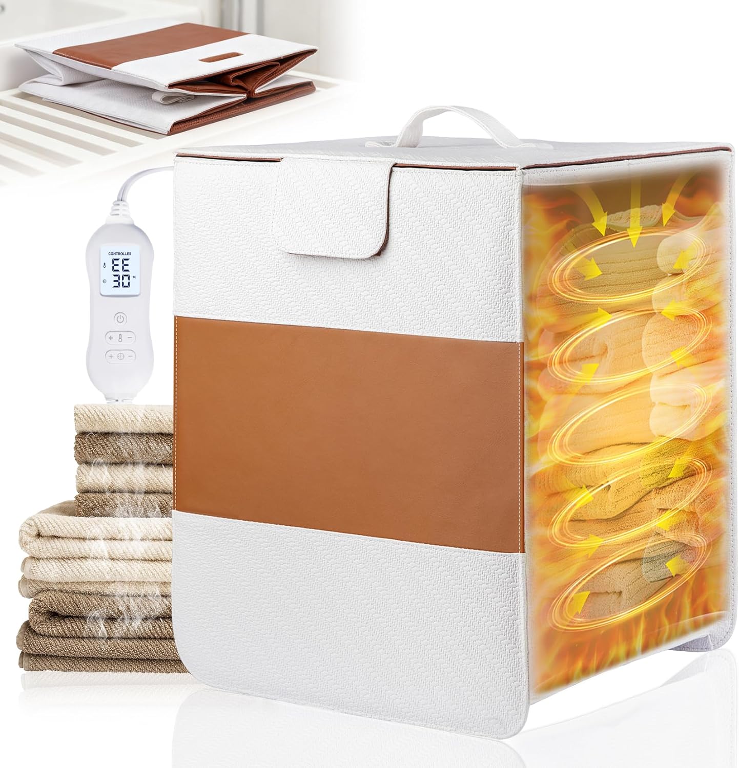 38L Foldable Towel Warmer for Home & Spa with 4 Temp Modes