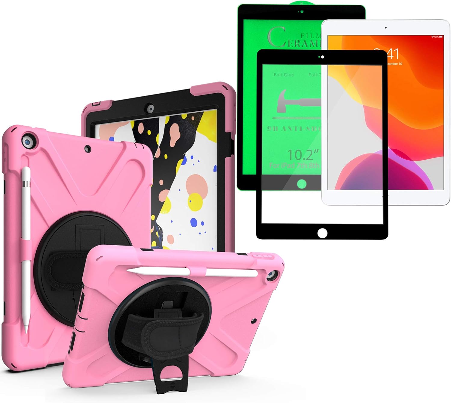 KIQ Shockproof Case with Shatterproof Screen Protector for iPad
