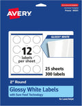 Avery Round Labels 2 in Glossy White - Reliable Print-to-Edge Labels