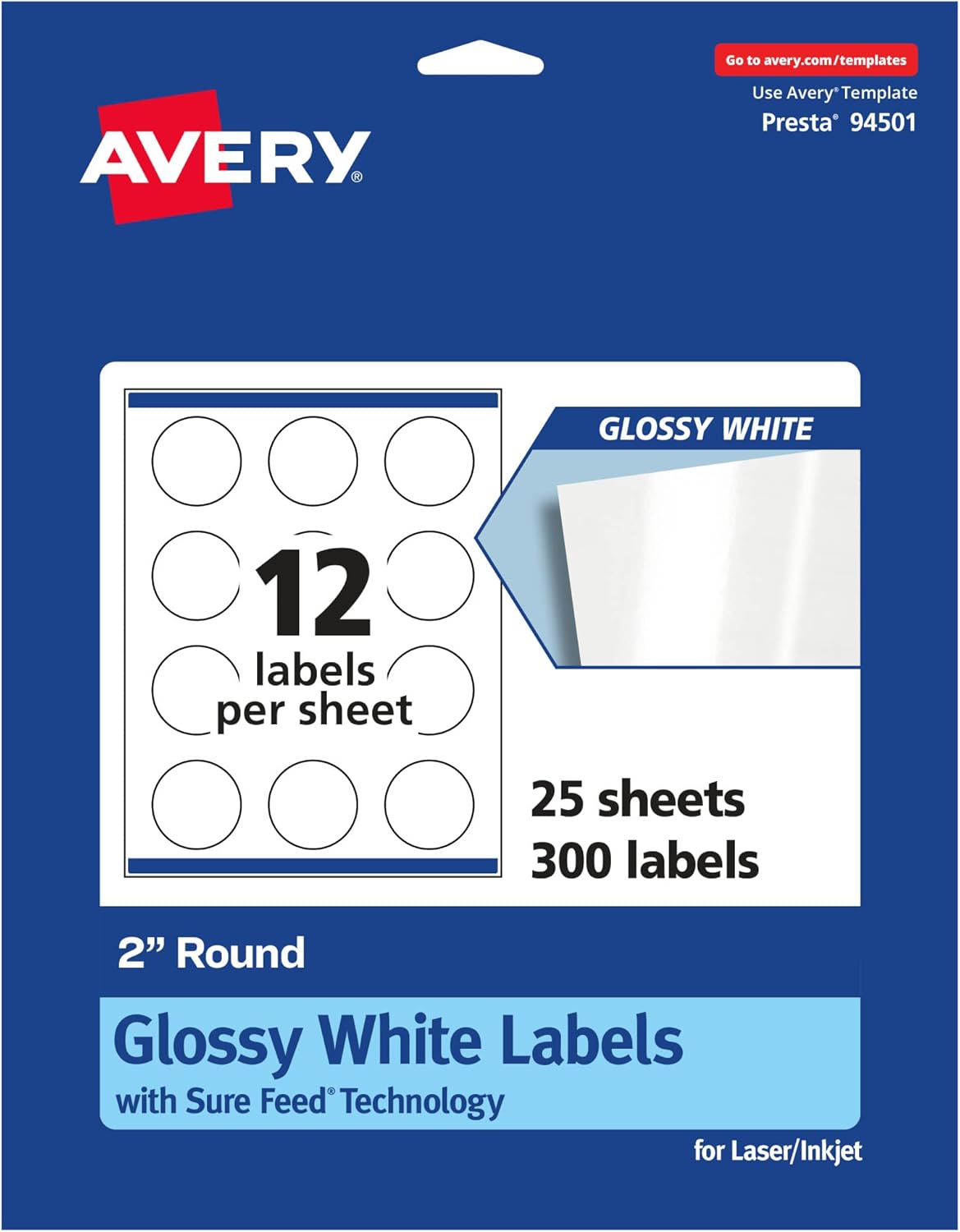 Avery Round Labels with Sure Feed Technology for Vibrant Printing