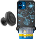 iPhone 12 Mini Case with Card Holder - Blue Hibiscus Wingmate