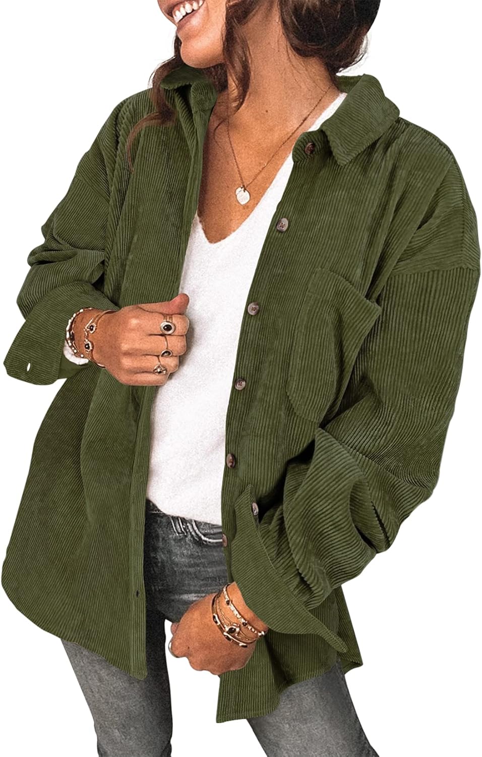 Saslax Womens Corduroy Shirt Jacket for Stylish Versatility