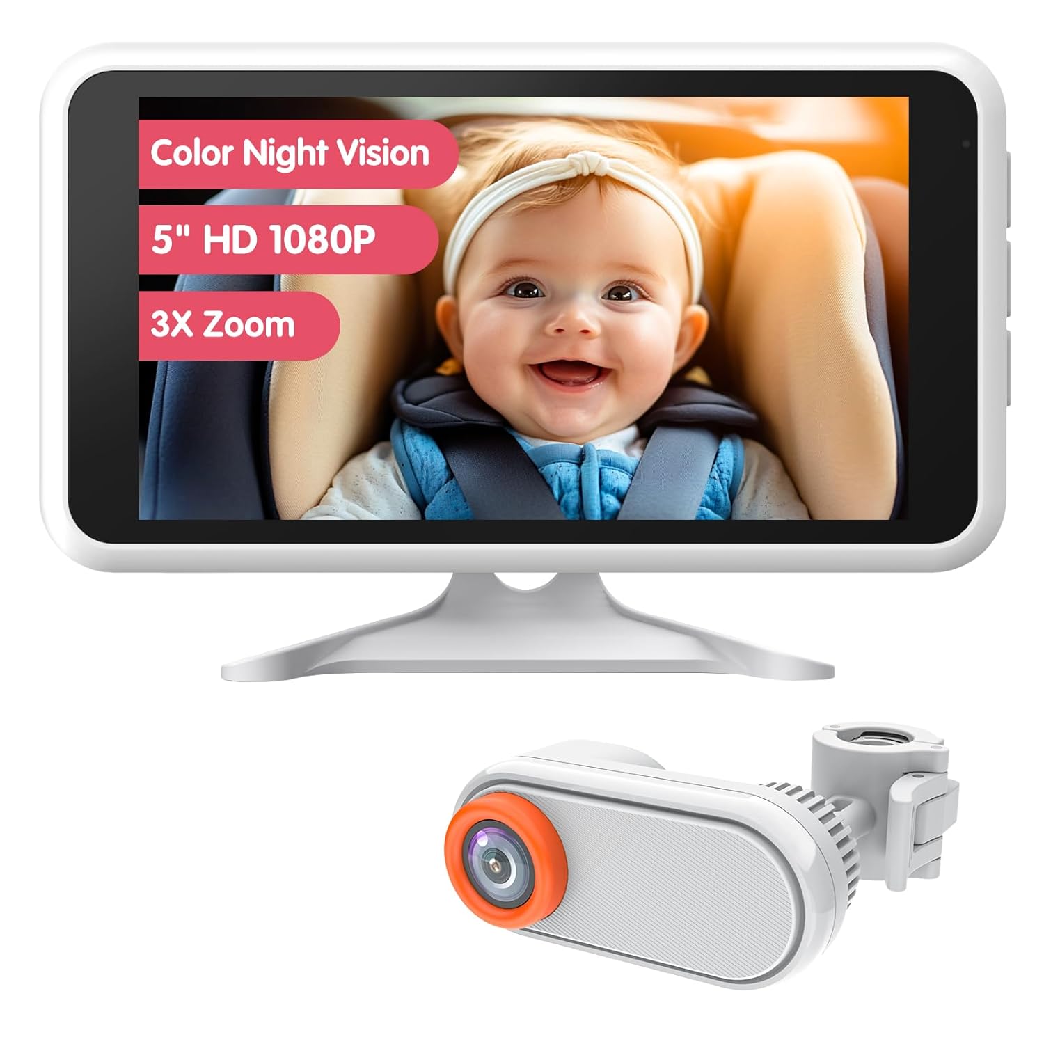 LUCKVIEW Baby Car Camera: IR Night Vision, 3X Zoom, Essential Safety