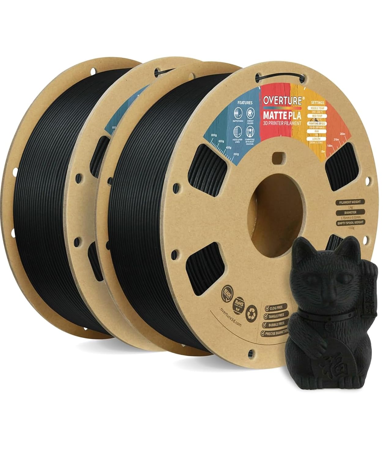 Matte PLA 3D Printer Filament 1.75mm for Flawless Prints