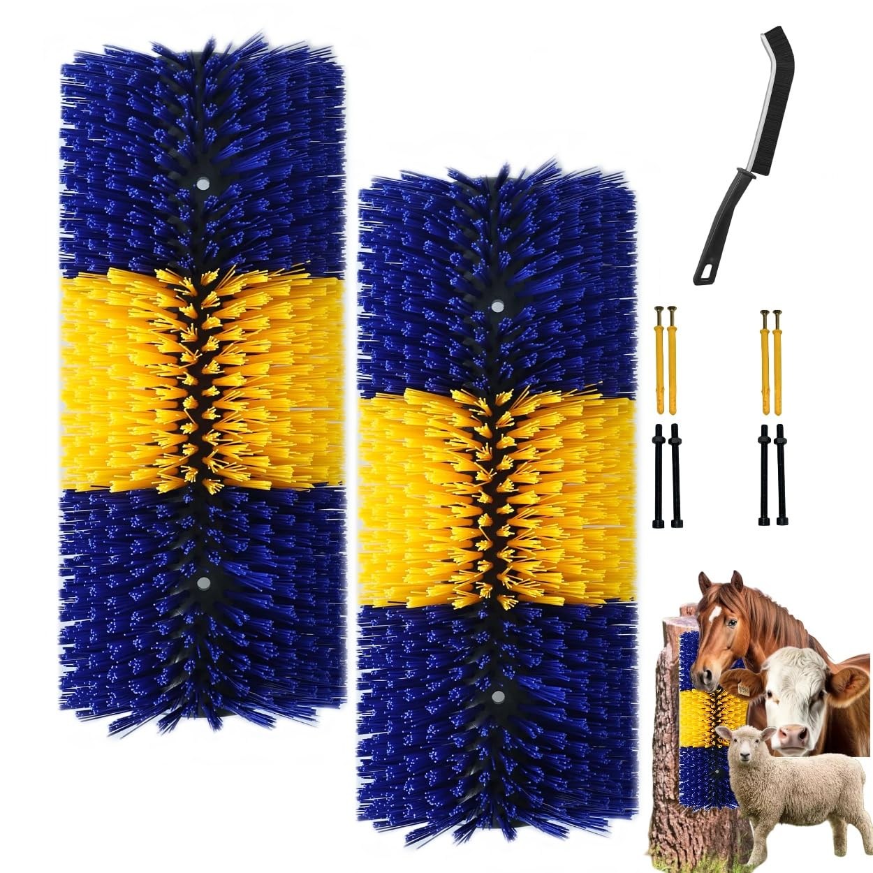 Professional Livestock Scratching Brush Set for Goats and Horses