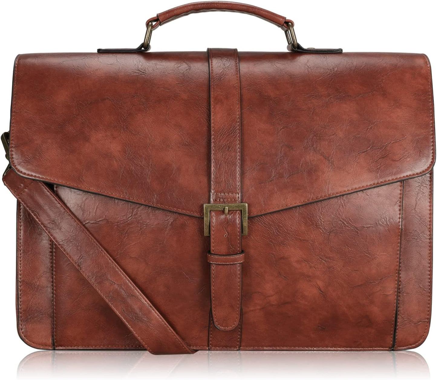 Premium Vegan Leather Briefcase for 15.6 Inch Laptop Travel