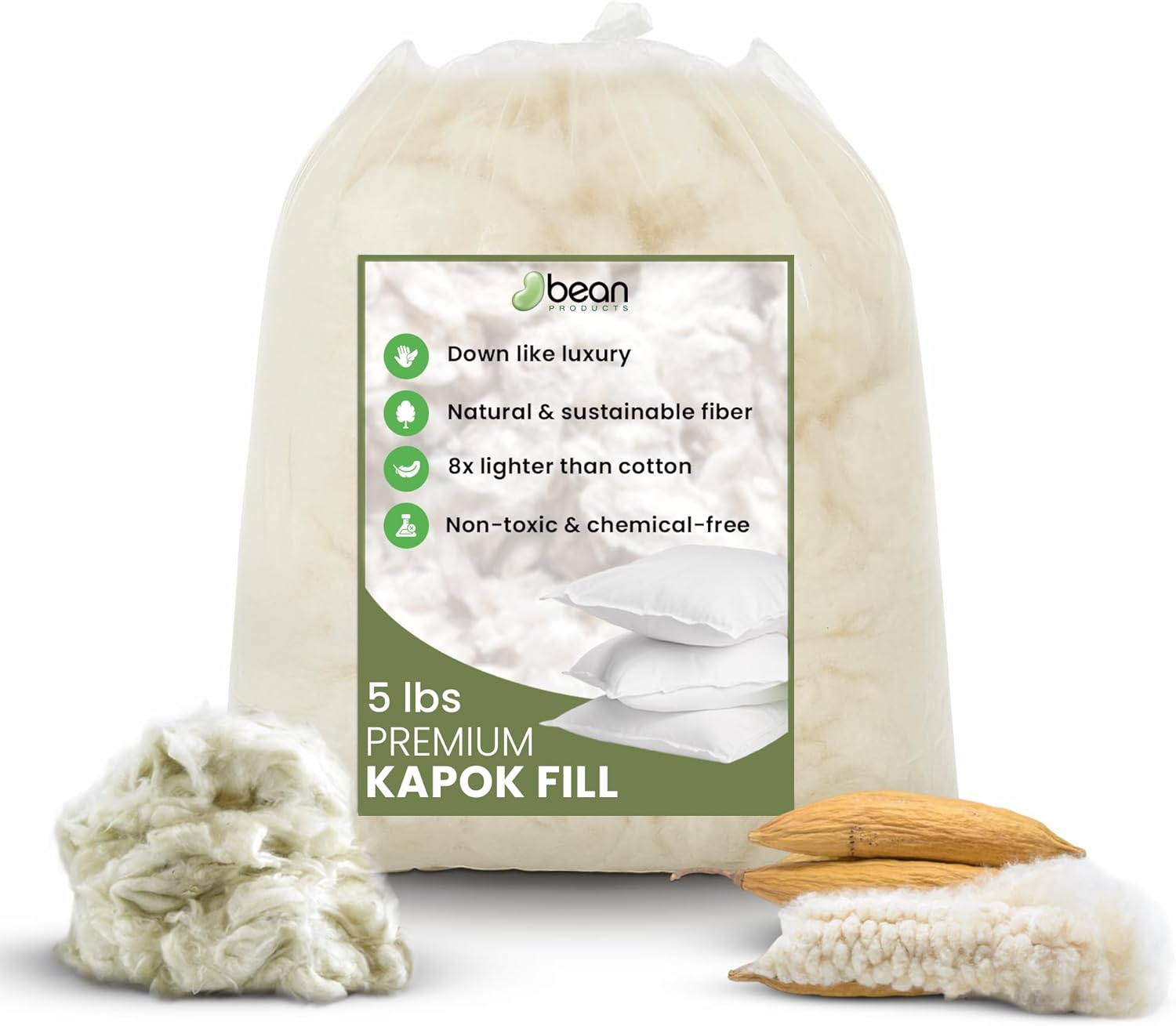 Premium Kapok Fill for Pillows, Pet Beds, and More - 5 lbs