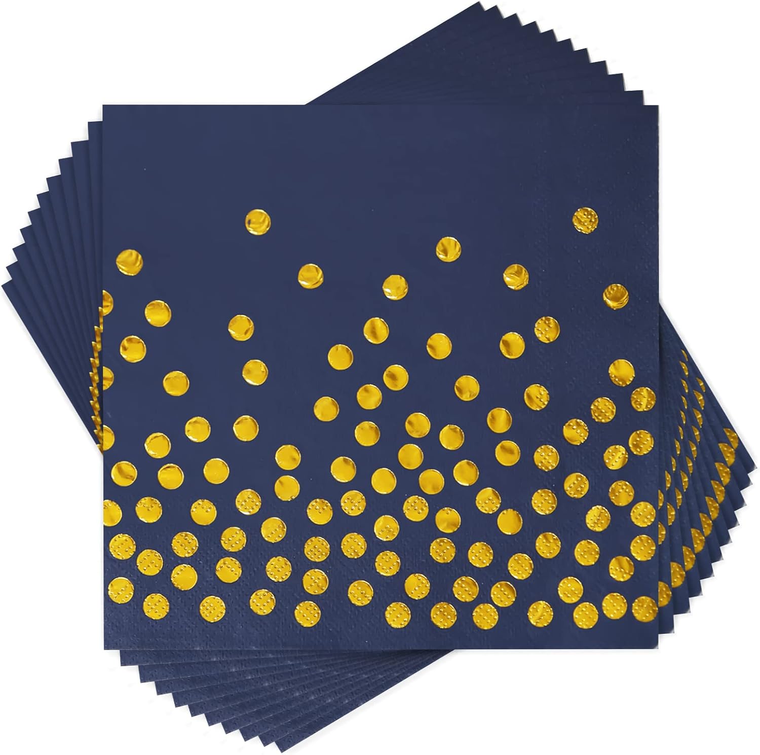 100 Blue Gold Dot Cocktail Napkins - Disposable Joy!