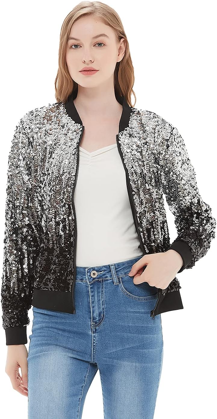 Sparkly Sequin Bomber Jacket for Women - Perfect for Parties