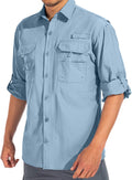 Mens Safari Shirt UPF 50+ Long Sleeve - Lightweight Sun Protection