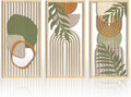 Boho Mid-century Modern Wood Wall Art Set of 3 for Home Decor