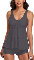 Tummy Control Tankini Two Piece Swimsuit - Modest Boyshort Set