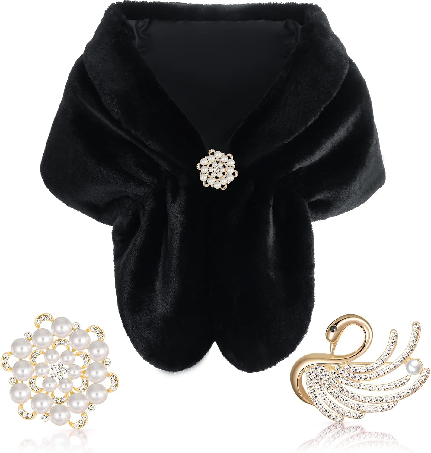 Geyoga Faux Fur Shawl Wrap for Elegant Winter Bridal Style