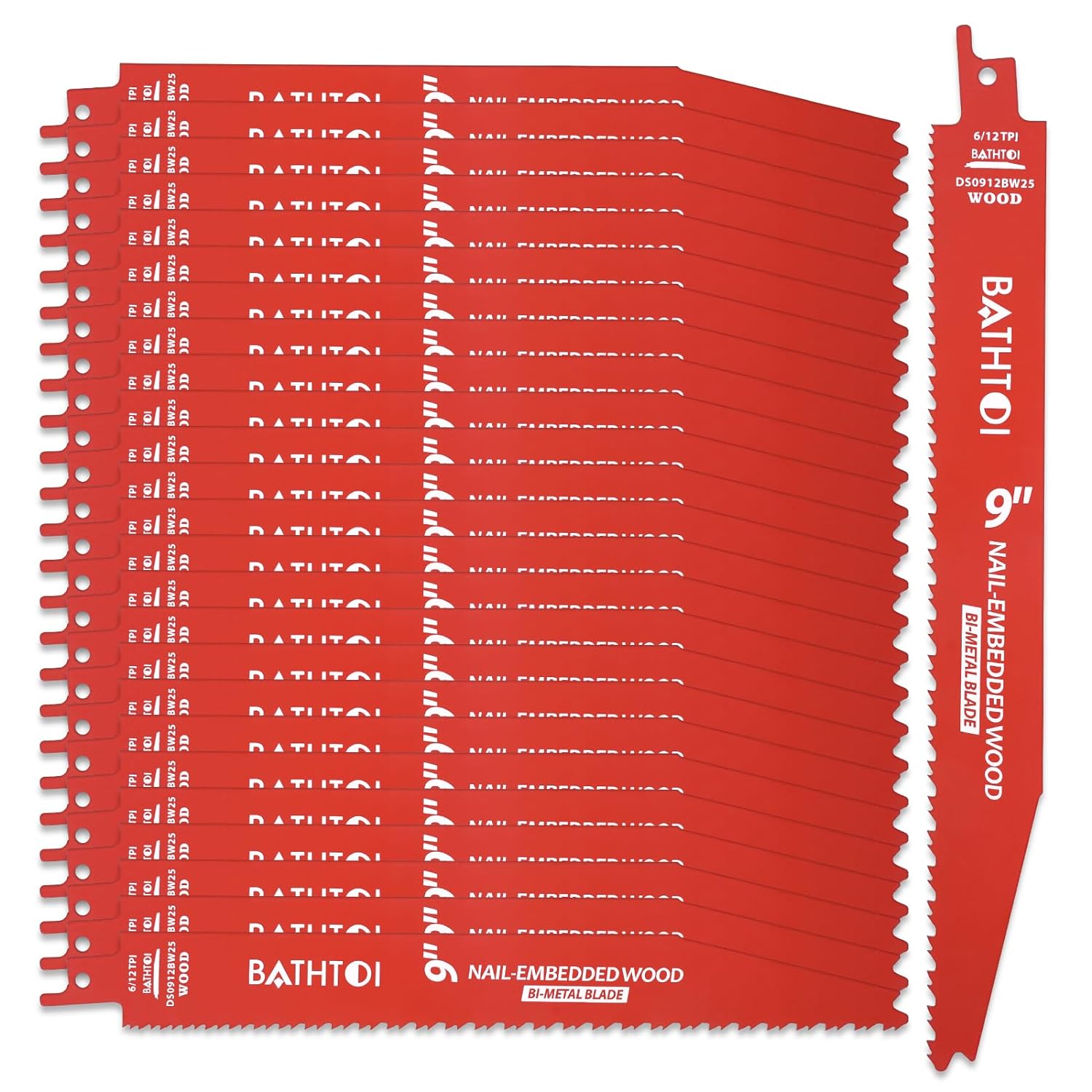 25 Pack 9 Inch Reciprocating Saw Blades for Wood Cutting