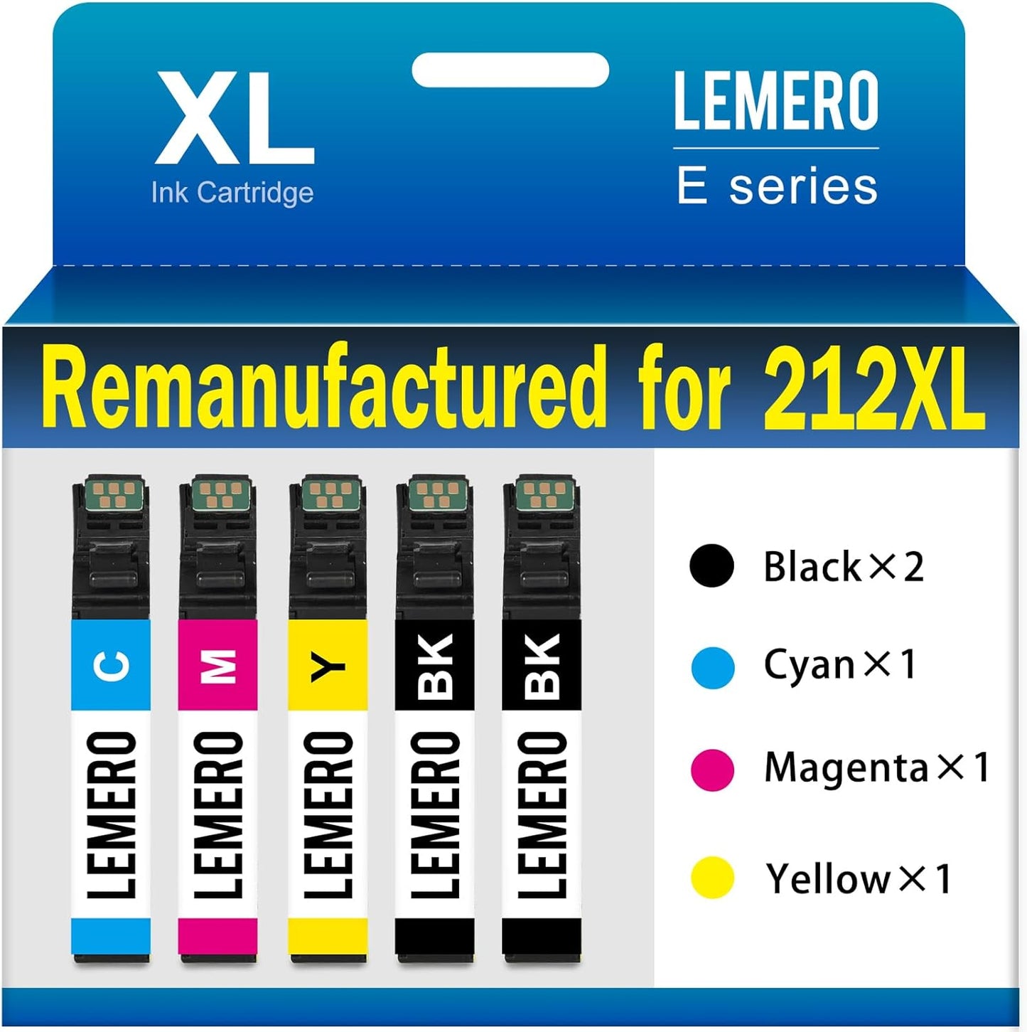LEMER Remanufactured Epson 212XL Ink Cartridges Combo Pack